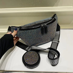 Rhinestones Waist Bag for Women Waist Belt Chest Bags Shoulder Crossbody Bags
