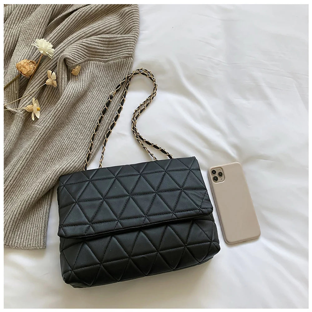 Rhomb Chain Women Shoulder Bags Crossbody Bags Pu Leather Handbags High Bags