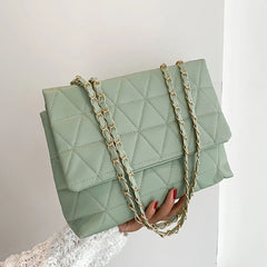 Rhomb Chain Women Shoulder Bags Crossbody Bags Pu Leather Handbags High Bags