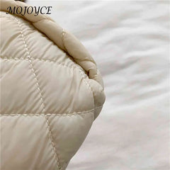 Rhombic Lattice Cotton-Padded Bag Embroidery Thread Ladies Hand Bags Quilted