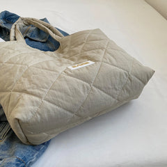 Quilted Rhombic Lattice Underarm Bag Large Capacity Vintage Tote