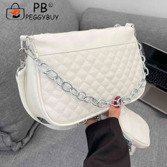 Embroidered Chain Crossbody Bag with Small Purse for Weekend Vacation