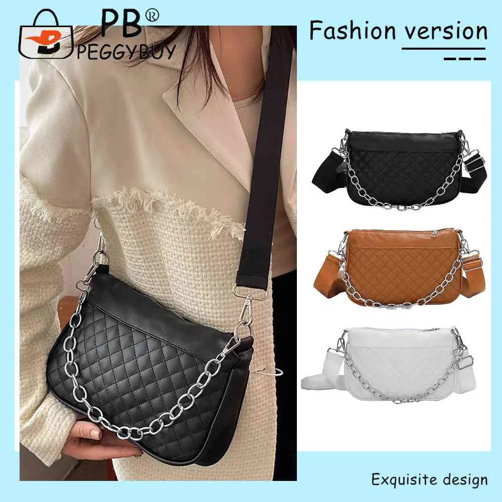 Embroidered Chain Crossbody Bag with Small Purse for Weekend Vacation