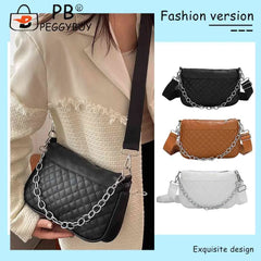 Embroidered Chain Crossbody Bag with Small Purse for Weekend Vacation
