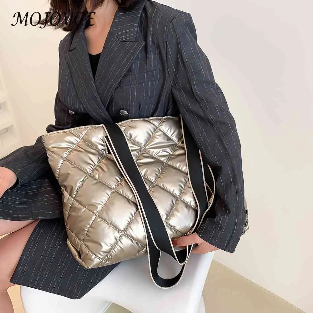 Rhombic Lattice Top-handle Bag Quilted Soft Lightweight Tote