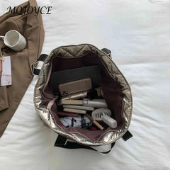 Rhombic Lattice Top-handle Bag Quilted Soft Lightweight Tote