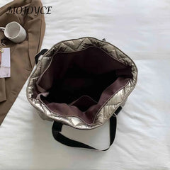 Rhombic Lattice Top-handle Bag Quilted Soft Lightweight Tote
