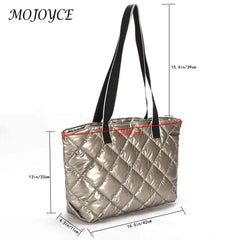 Rhombic Lattice Top-handle Bag Quilted Soft Lightweight Tote