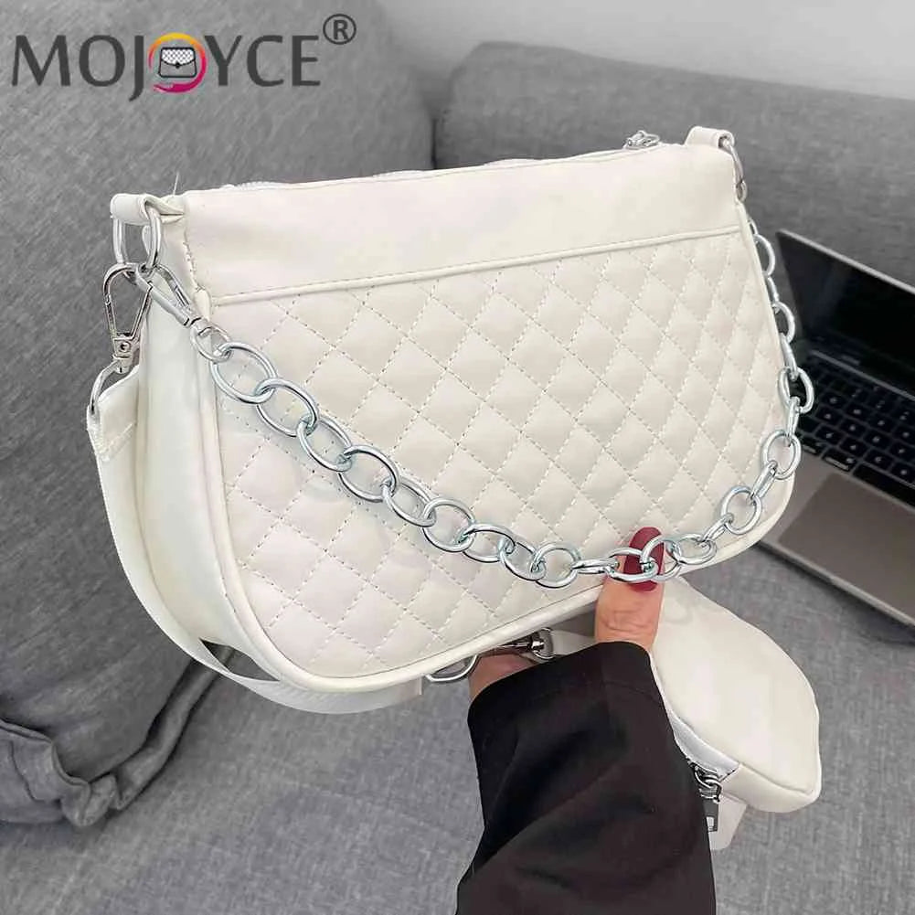 Embroidered Chain Crossbody Bag with Small Purse for Weekend Vacation
