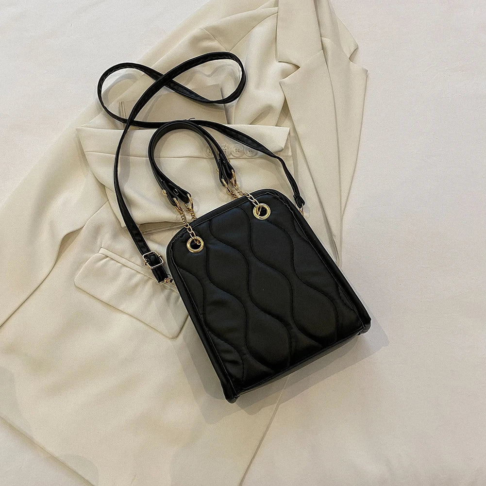 Rhomboid Pattern Crossbody Satchel Handbag Chain Small Tote Purse