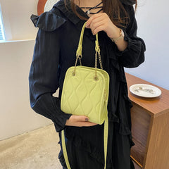 Rhomboid Pattern Crossbody Satchel Handbag Chain Small Tote Purse