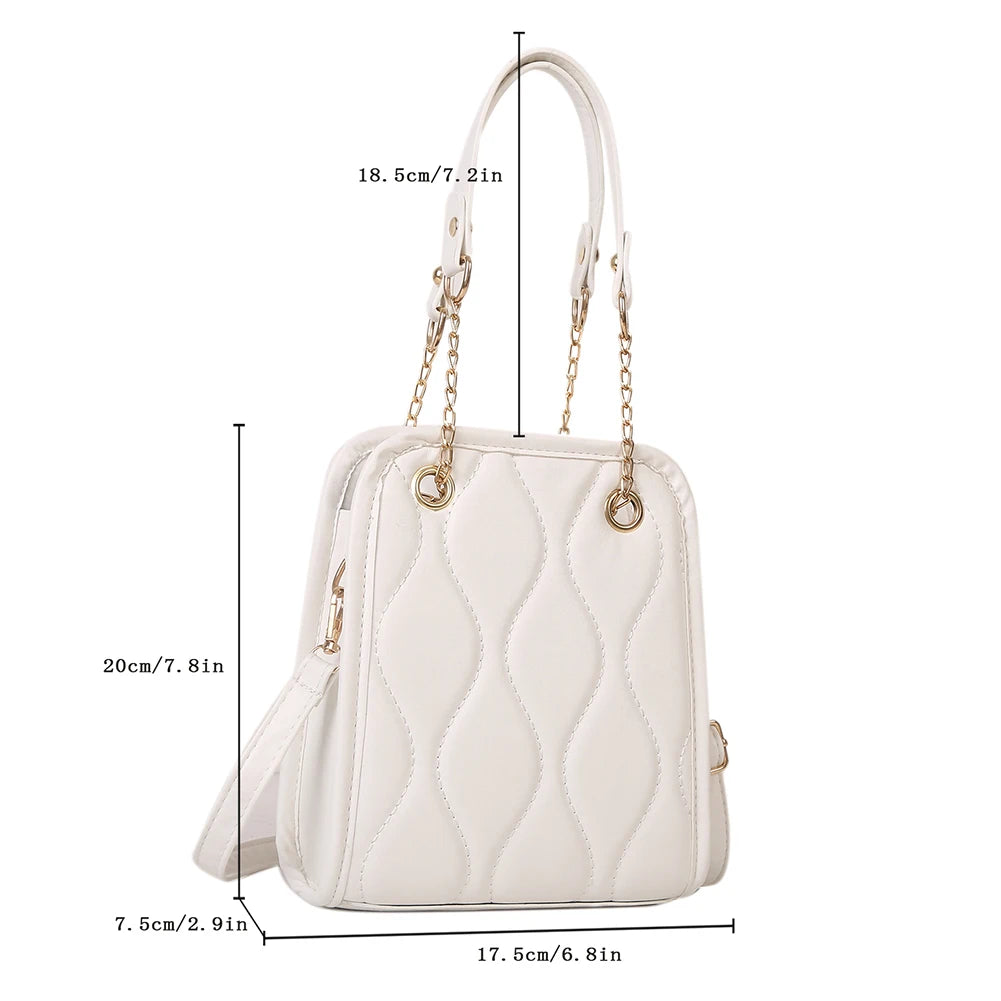 Rhomboid Pattern Crossbody Satchel Handbag Chain Small Tote Purse
