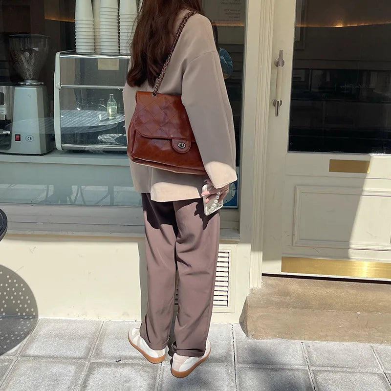 Women's Rhombus Chain Bag Large-capacity Shoulder Handbag