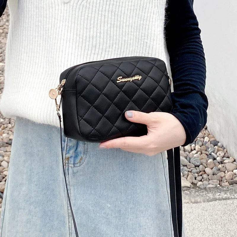 Rhombus Embroidery Shoulder Bag Ladies Crossbody Tassel Messenger