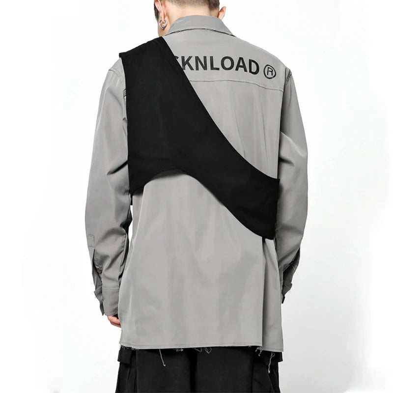 Ribbons Messenger Chest Bags Hip Hop Streetwear Men Vest Bag