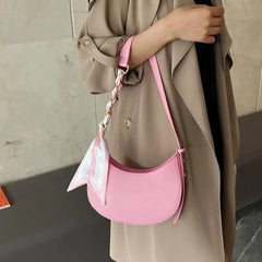 Ribbons Shoulder Bags for Women Small Flap Underarm Female Handbags