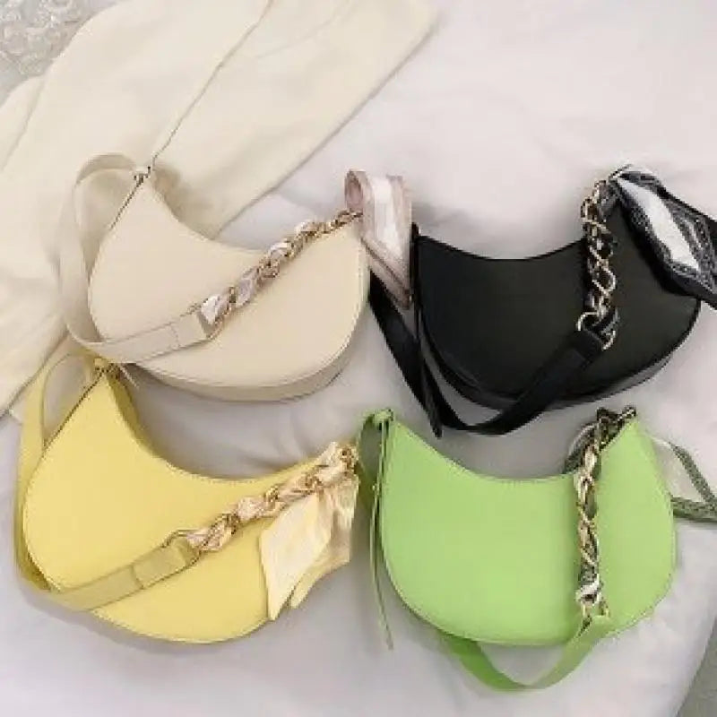 Ribbons Shoulder Bags for Women Small Flap Underarm Female Handbags