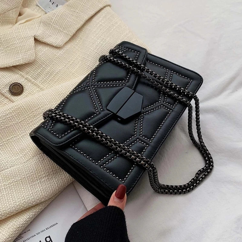 Rivet Chain Small Crossbody Bag Women Shoulder Messenger Handbag