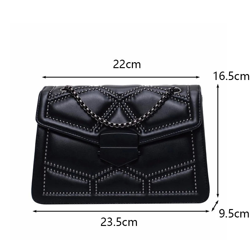 Small Crossbody Bag Women Shoulder Messenger Handbag Rivet Chain Lady Purse