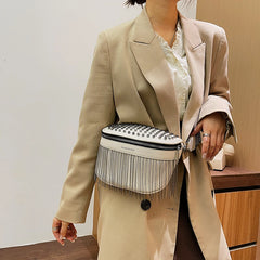 Leather Waist Pack Fanny Pack Chest Bag Tassel Crossbody Belt Bag Phone Pouch