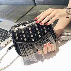 Vintage Fringe Shoulder Bag Crossbody PU Leather Women's Handbag