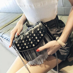 Vintage Fringe Shoulder Bag Crossbody PU Leather Women's Handbag
