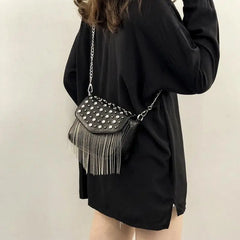 Vintage Fringe Shoulder Bag Crossbody PU Leather Women's Handbag