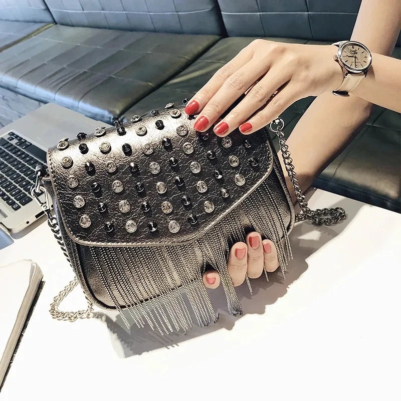 Vintage Fringe Shoulder Bag Crossbody PU Leather Women's Handbag