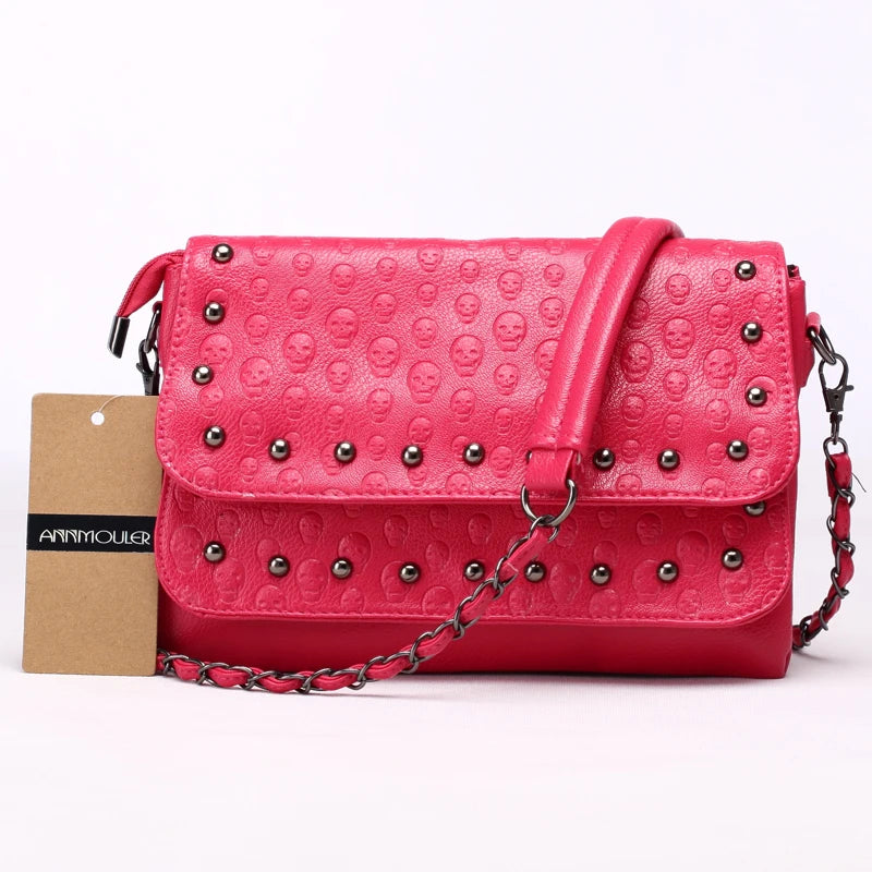Rivet Skull Bag Pu Leather Bag Women Messenger Bags Tote Purse Handbag