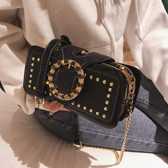 Small Square Rivet Shoulder Bag High Chain Crossbody Bolsa De Hombro