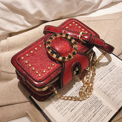 Small Square Rivet Shoulder Bag High Chain Crossbody Bolsa De Hombro