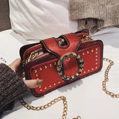 Small Square Rivet Shoulder Bag High Chain Crossbody Bolsa De Hombro