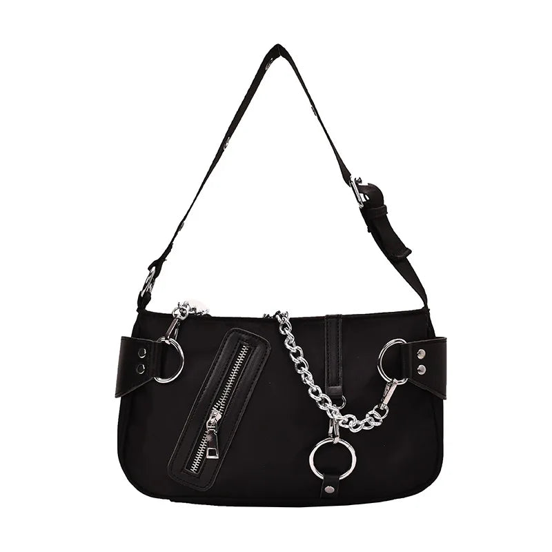Rivet Women Shoulder Bag Casual Handbag With Mini Pocket Chain