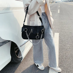 Rivet Women Shoulder Bag Casual Handbag With Mini Pocket Chain