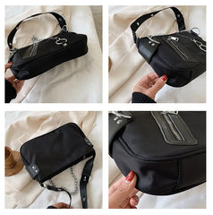 Rivet Women Shoulder Bag Casual Handbag With Mini Pocket Chain