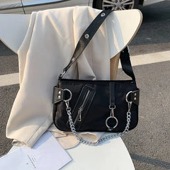 Rivet Women Shoulder Bag Casual Handbag With Mini Pocket Chain