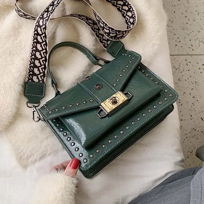 Rivet Women's Square Chain Handbags All-match Ladies Messenger Shoulder Bag