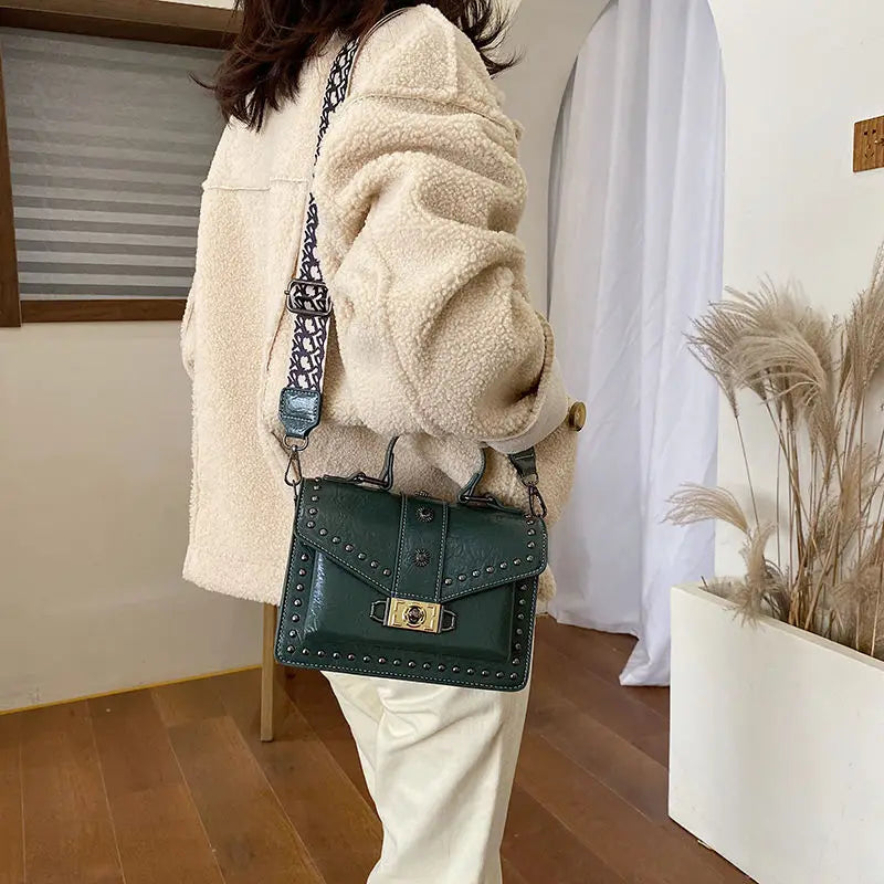 Rivet Women's Square Chain Handbags All-match Ladies Messenger Shoulder Bag