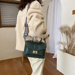 Rivet Women's Square Chain Handbags All-match Ladies Messenger Shoulder Bag