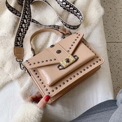 Rivet Women's Square Chain Handbags All-match Ladies Messenger Shoulder Bag
