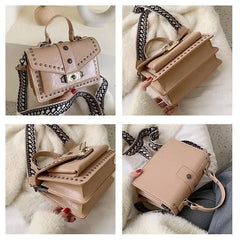 Rivet Women's Square Chain Handbags All-match Ladies Messenger Shoulder Bag