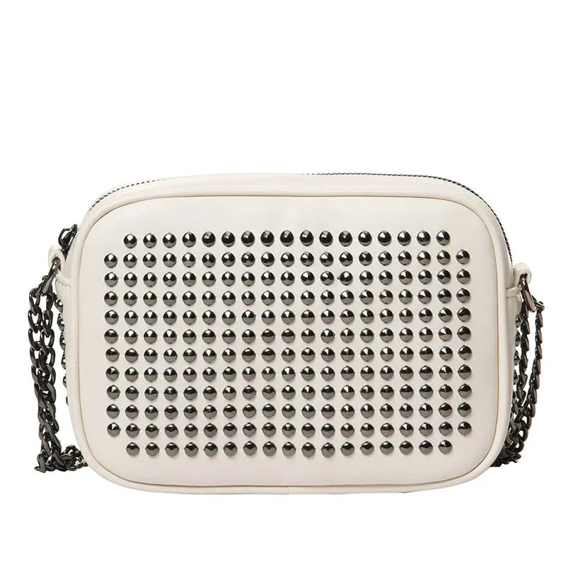 Rivet Women Shoulder Bag Handbag Purse PU Leather Retro Chain Hand Bag