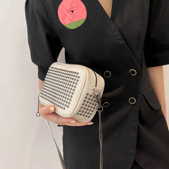 Rivet Women Shoulder Bag Handbag Purse PU Leather Retro Chain Hand Bag