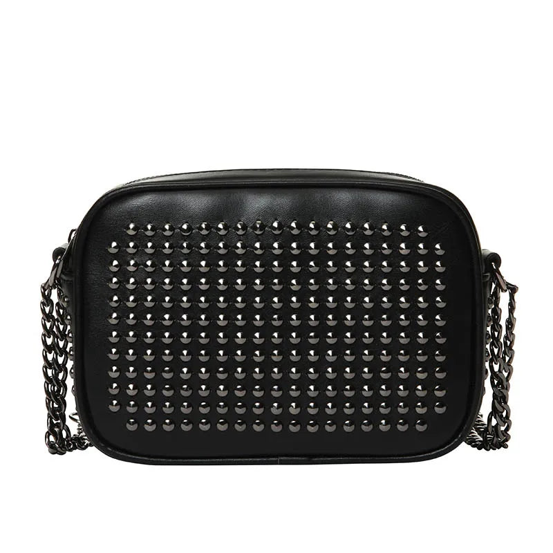 Rivet Women Shoulder Bag Handbag Purse PU Leather Retro Chain Hand Bag