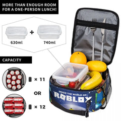 Robloxs Insulated Lunch Tote Bag for Women Cartoon Anime Game Reusable Thermal C