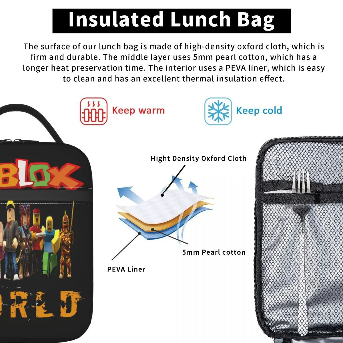 Robloxs World Insulated Lunch Bag for Women