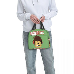 Robot Anime Game Robloxs Insulated Lunch Bag for Outdoor Picnic