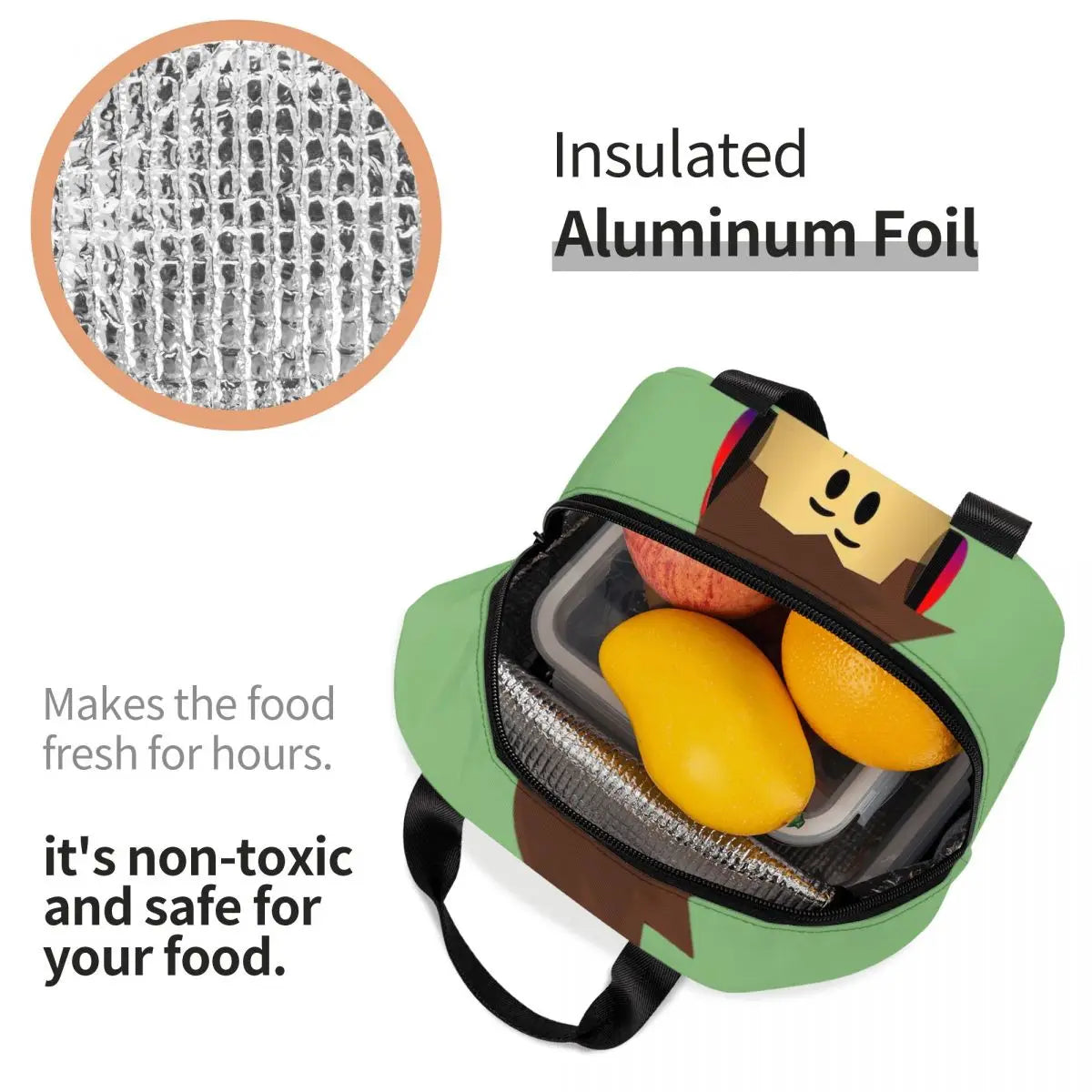 Robot Anime Game Robloxs Insulated Lunch Bag for Outdoor Picnic