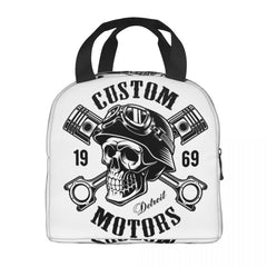 Rockabilly Skull Biker Thermal Insulated Lunch Bag for Kids