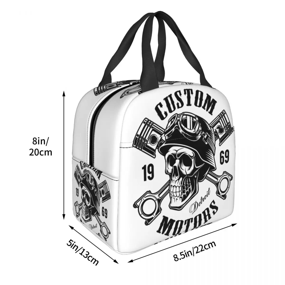 Rockabilly Skull Biker Thermal Insulated Lunch Bag for Kids